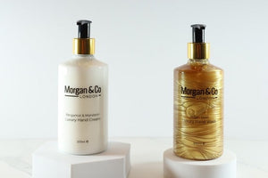  Bergamot and Mandarin Luxury Hand Cream and Argan Gold luxury hand wash Morgancocandles